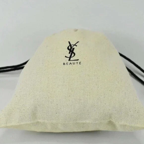YSL Beige Cotton Drawstring Makeup Pouch Limited Edition Bag Yves Saint Laurent - Picture 3 of 7